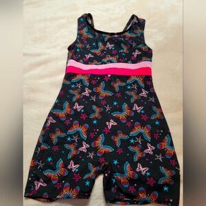 Girls danskin freestyle biketard leotard size 7/8 butterfly sparkly jumpsuit